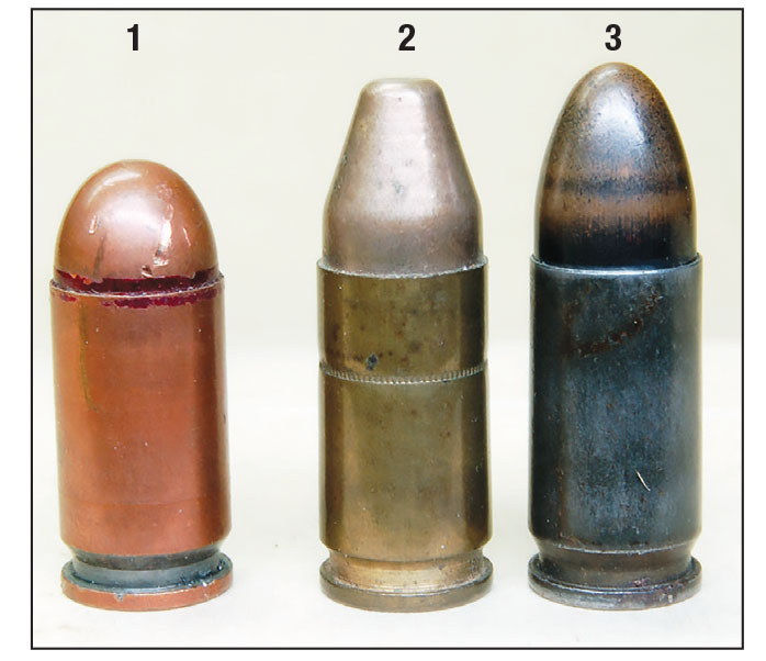 Common sense would indicate the (1) 9mm Makarov bullet shape should have copied either the early (2) 9mm Luger or its later (3) World War II profile.